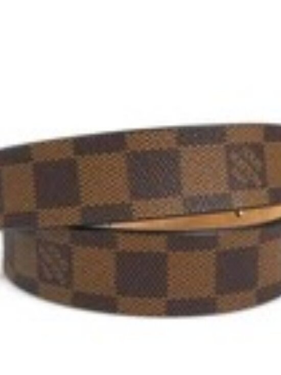Auth LOUIS VUITTON Damier Ebene Ceinture Carre Belt Brown/Gold M6802U - h32221k